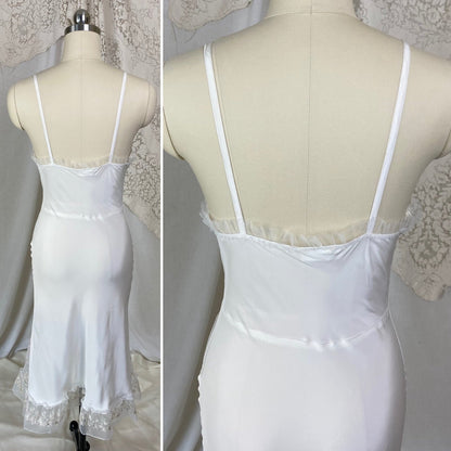 Vintage 1940's Slip | White Rayon with Butterfly Embroidered Chiffon & Ruffles | Size XS | Powers Mode New with Tags - Daggers & Dames