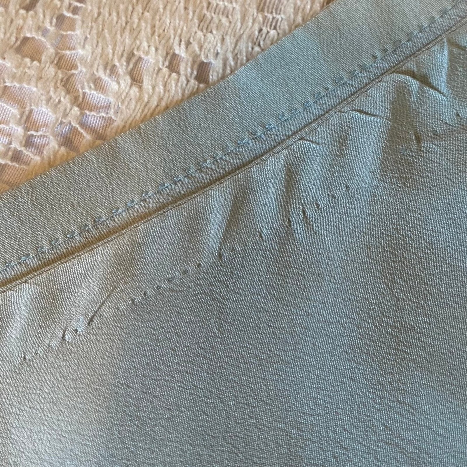 Vintage 1940's Tap Pants | Hand Stitched Pastel Blue Silk Crepe with Scalloped Hem | Size XS | Elizabeth Arden - Daggers & Dames