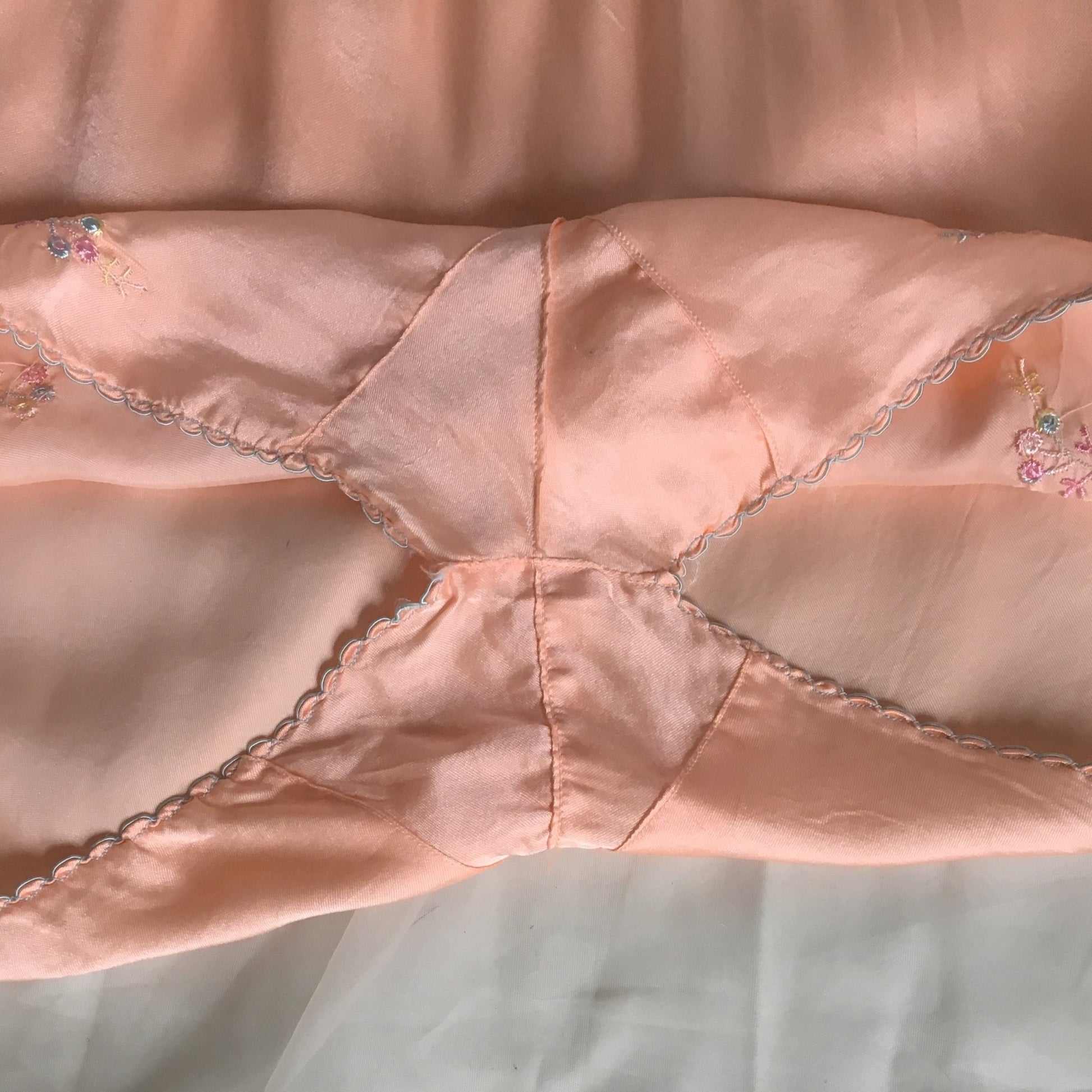 Vintage 1940's Tap Pants | Pink Silk & Rayon Blend with Embroidery | New Old Stock | Size XSM - SM - Daggers & Dames