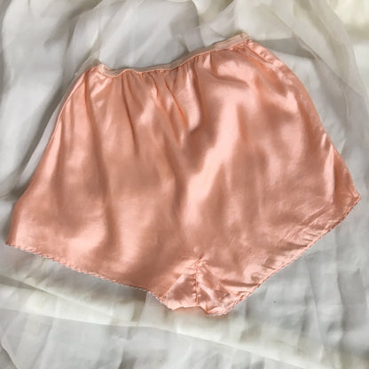 Vintage 1940's Tap Pants | Pink Silk & Rayon Blend with Embroidery | New Old Stock | Size XSM - SM - Daggers & Dames