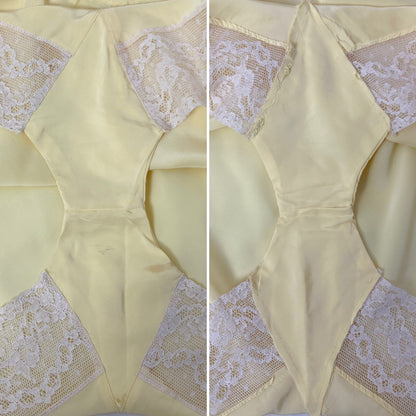 Vintage 1940's Tap Pants | Rich Butter Yellow Rayon with Ivory Lace | Size S, M | Countess Lynn - Daggers & Dames