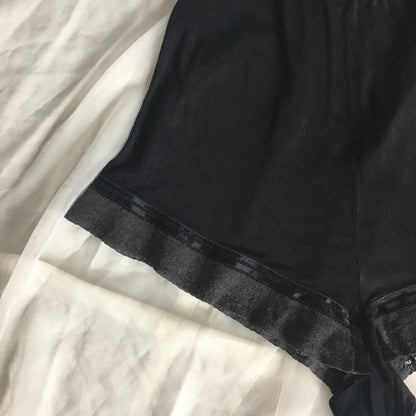 Vintage 1940's Tap Pants | Silky Black Rayon with Satin Ribbon and Lace | Carter's | Size M, LG - Daggers & Dames