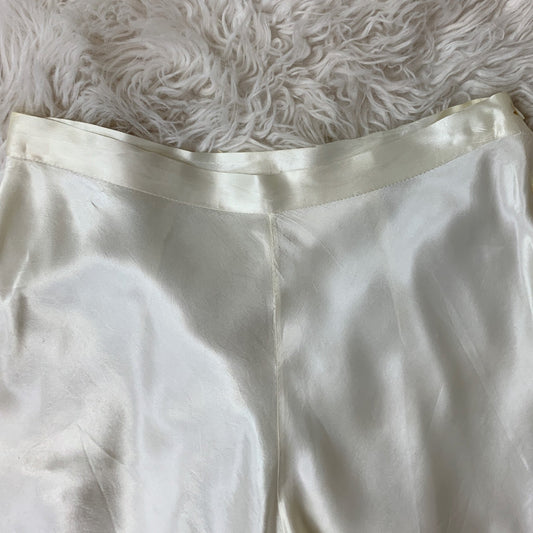 Vintage 1940's Tap Pants | Silky Ivory Rayon Satin with Lace Hem & High Waist | Size M - Daggers & Dames