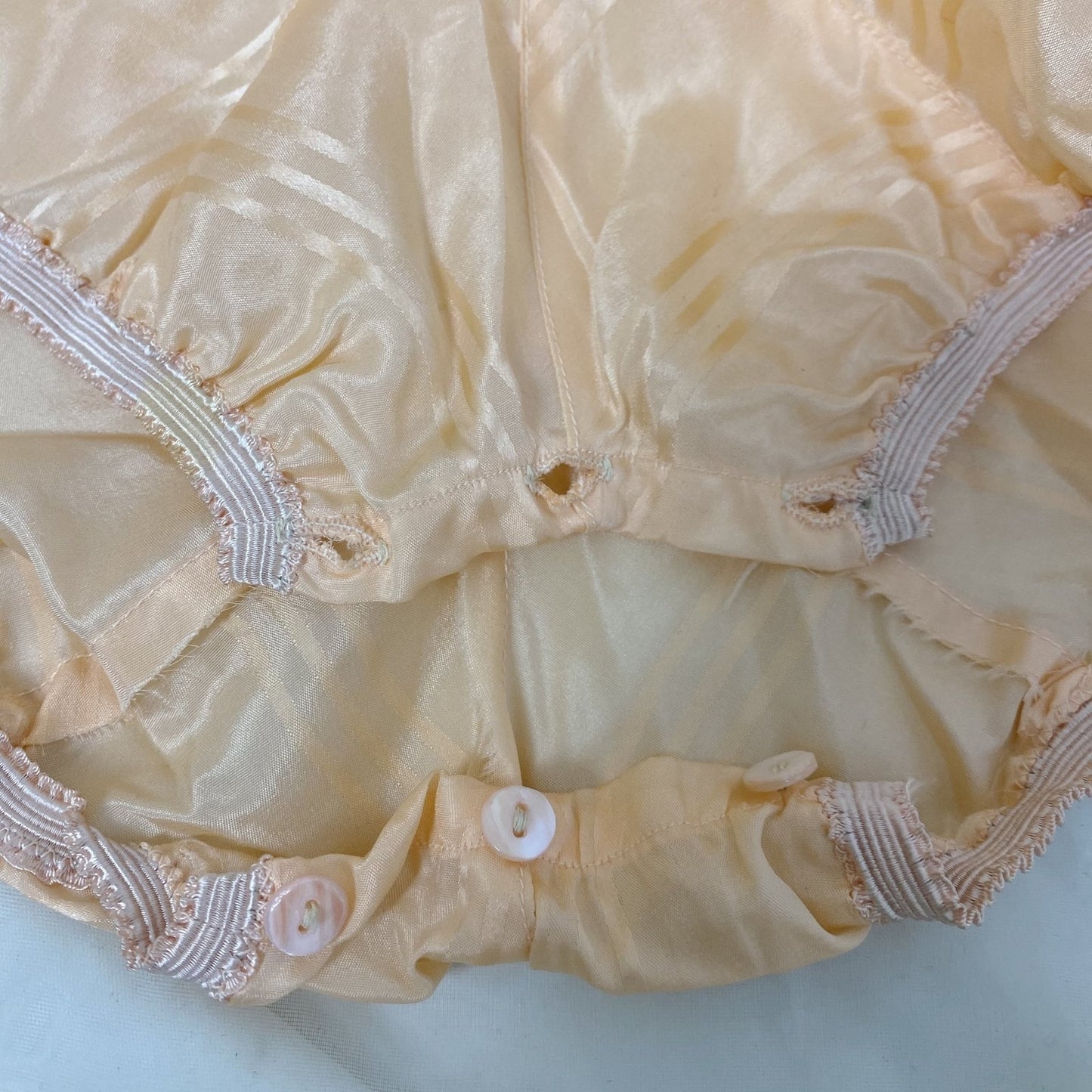 Vintage 1940's Teddy Chemise | Peach Silk with Satin Damask Stripes | Size S, M | Streamline -Never Worn - Daggers & Dames