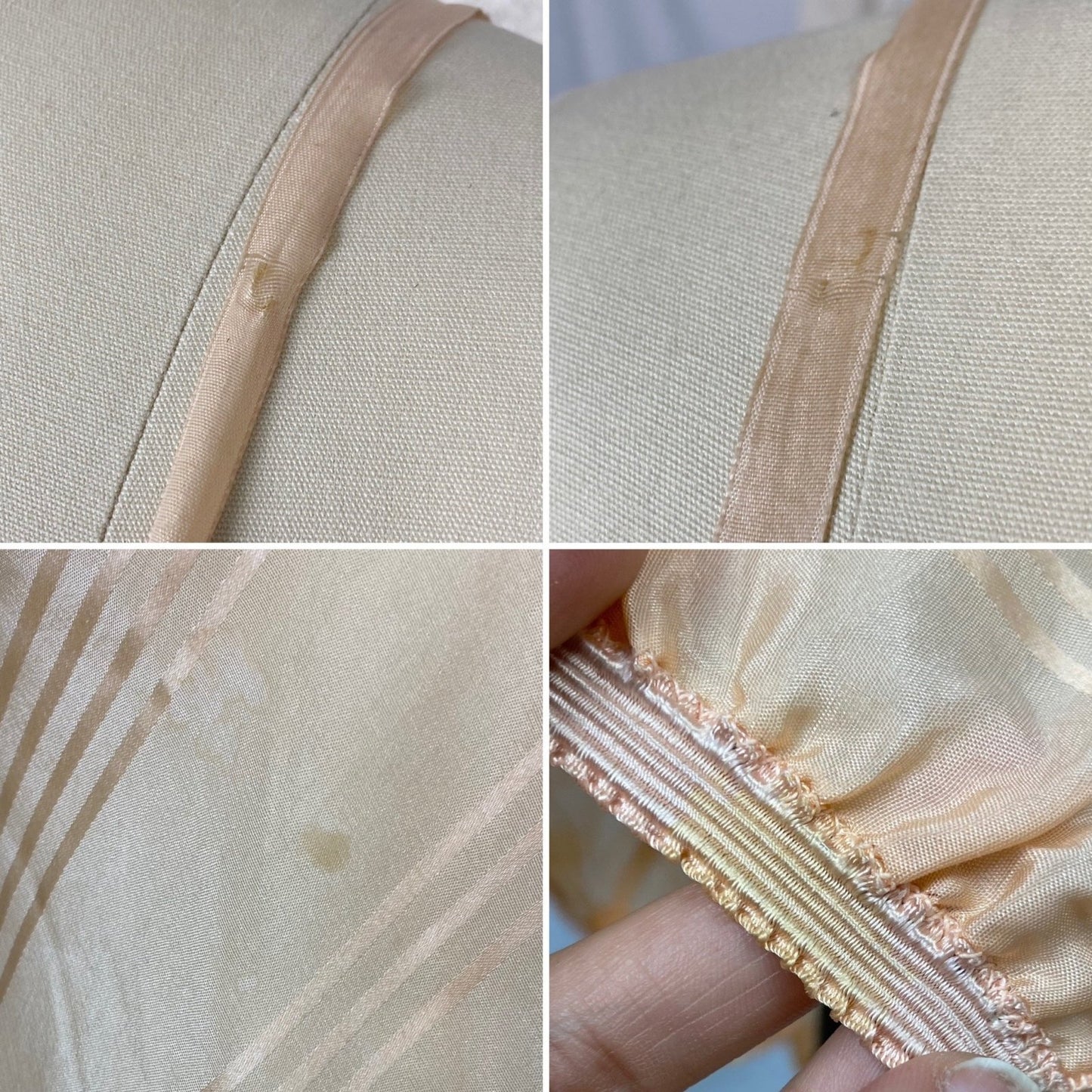 Vintage 1940's Teddy Chemise | Peach Silk with Satin Damask Stripes | Size S, M | Streamline -Never Worn - Daggers & Dames