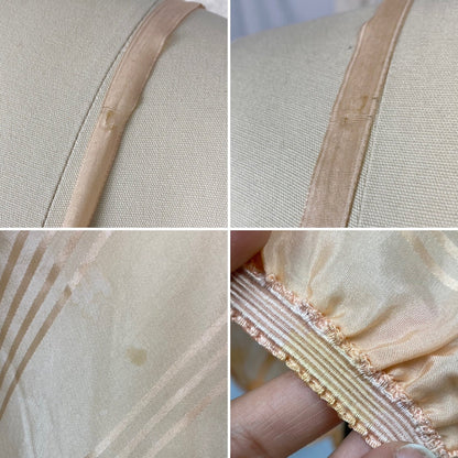 Vintage 1940's Teddy Chemise | Peach Silk with Satin Damask Stripes | Size S, M | Streamline -Never Worn - Daggers & Dames