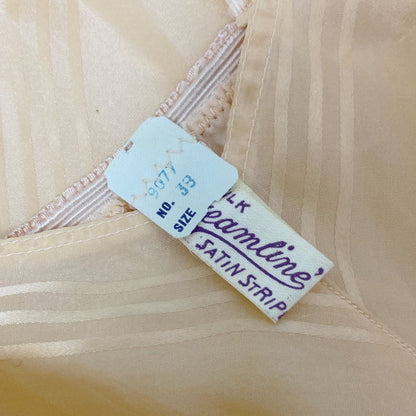 Vintage 1940's Teddy Chemise | Peach Silk with Satin Damask Stripes | Size S, M | Streamline -Never Worn - Daggers & Dames