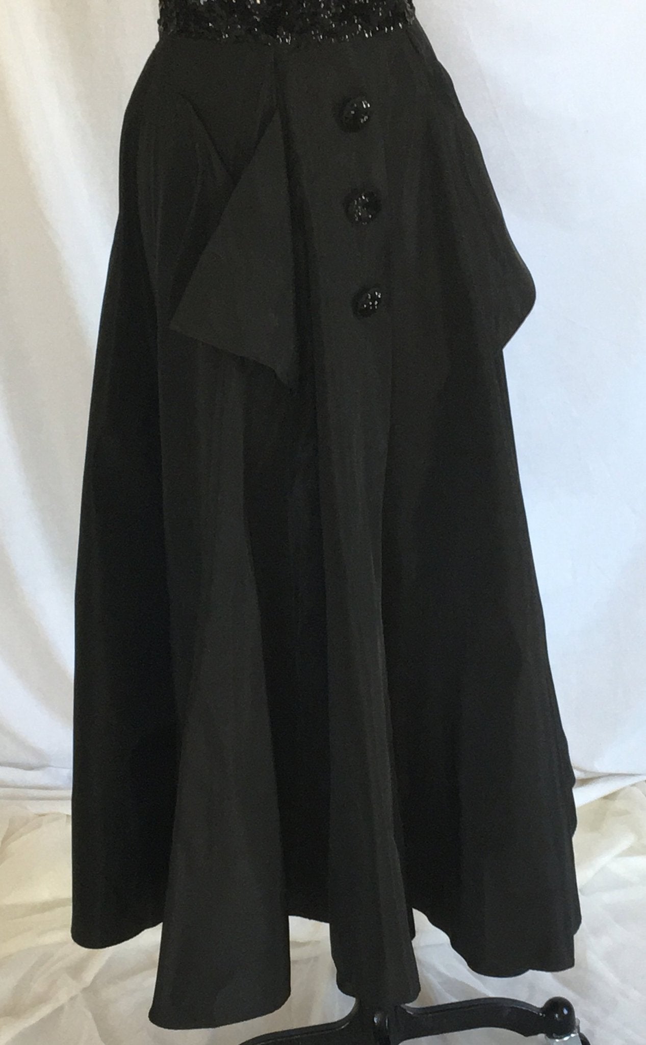 Vintage 1940s's Dress | Black Sequined Bodice &Taffeta | Strapless Evening Gown | Prom Dress | Jack Herzog | Size XS - Daggers & Dames
