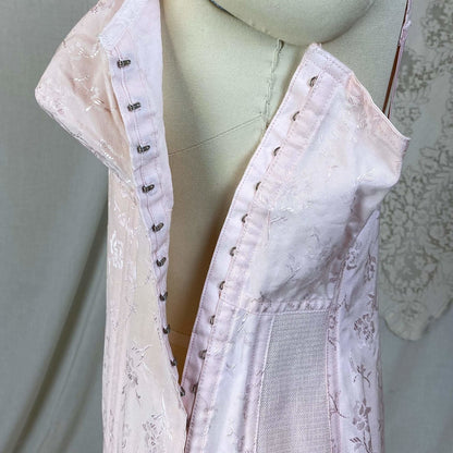 Vintage 1950's All in One Girdle | Light Rose Pink Cotton with Floral Satin Damask | Size 34 C, 36 B | Penny's Adonna -Never Worn - Daggers & Dames