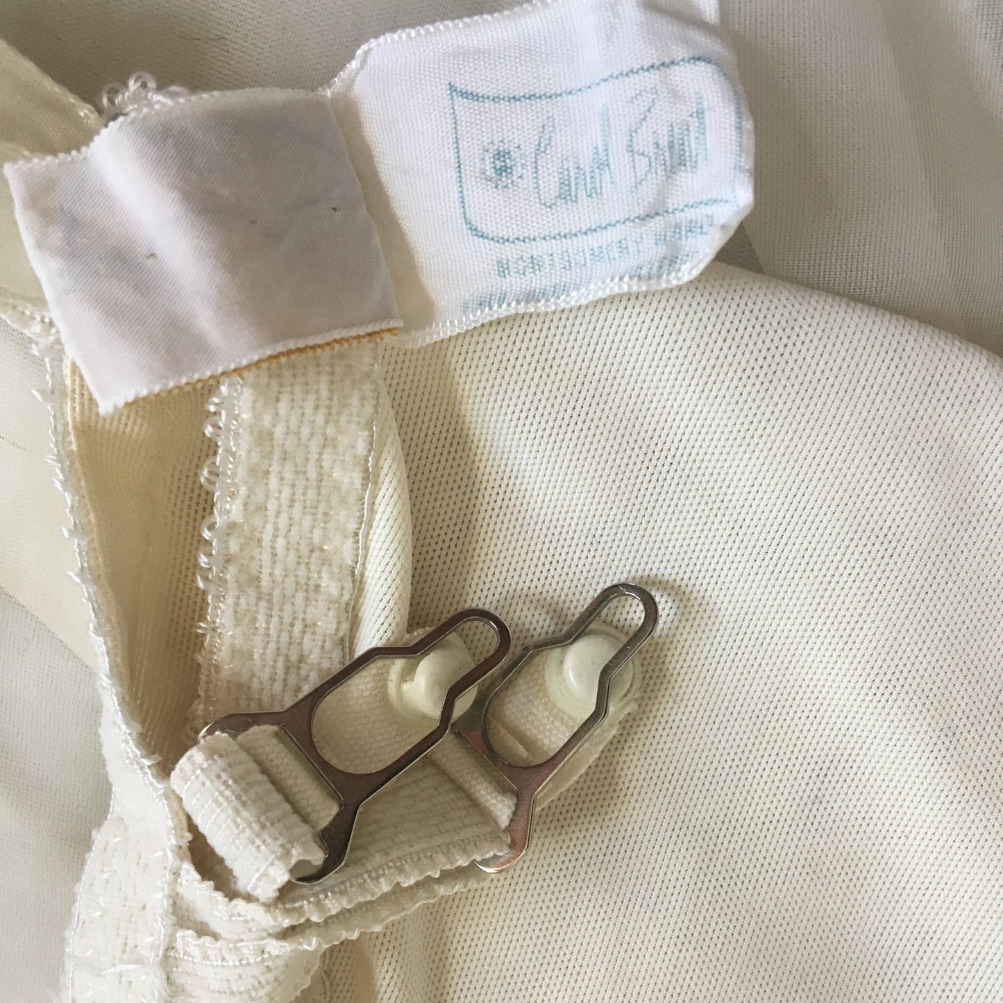 Vintage 1950's All in One Girdle | White Nylon Lace | 6 Ribbon Covered Garters | JACQUES HEIM for Carol Brent | Bridal Lingerie | Size 36 D - Daggers & Dames