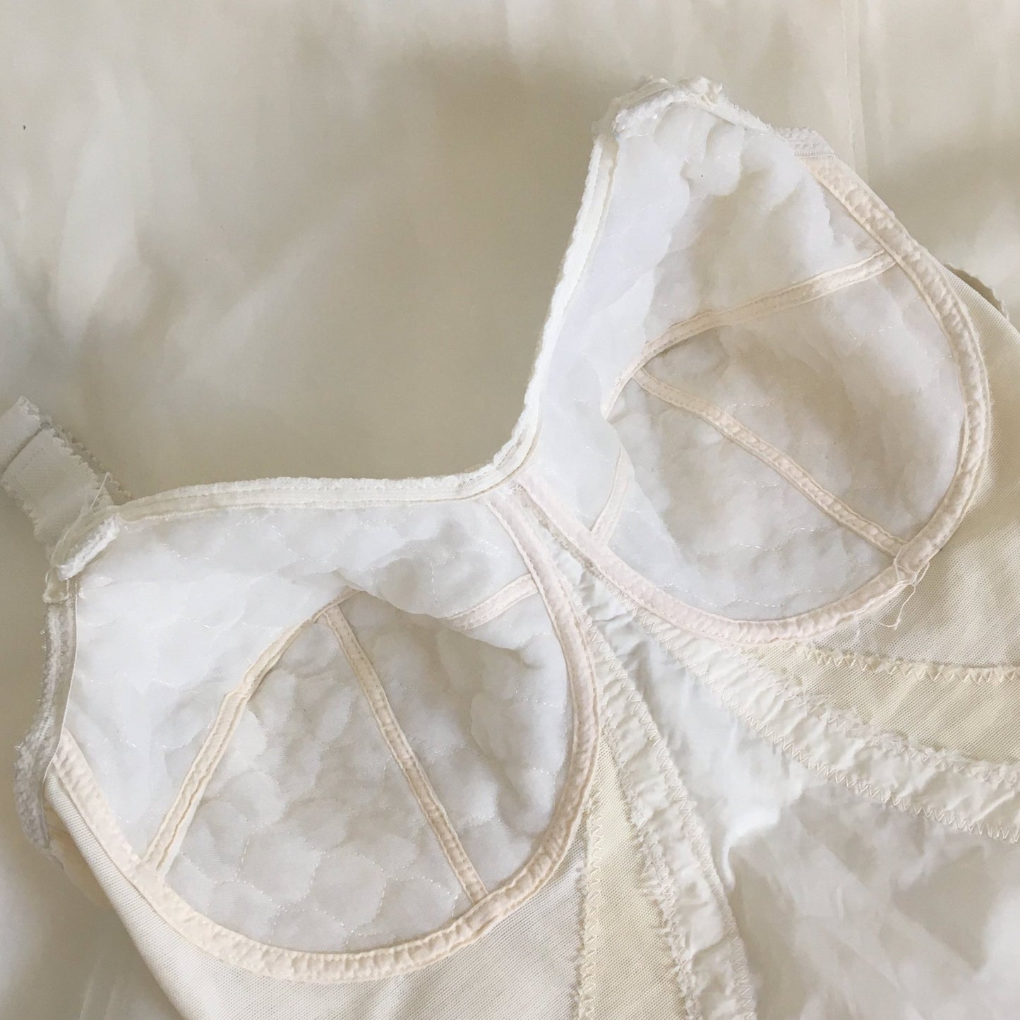 Vintage 1950's All in One Girdle | White Nylon Lace | 6 Ribbon Covered Garters | JACQUES HEIM for Carol Brent | Bridal Lingerie | Size 36 D - Daggers & Dames