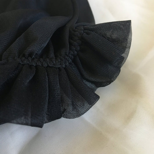 Vintage 1950's Black Ruffle Leg High Waist Panties -Double Mushroom Gusset - Daggers & Dames