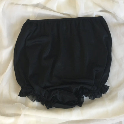 Vintage 1950's Black Ruffle Leg High Waist Panties -Double Mushroom Gusset - Daggers & Dames