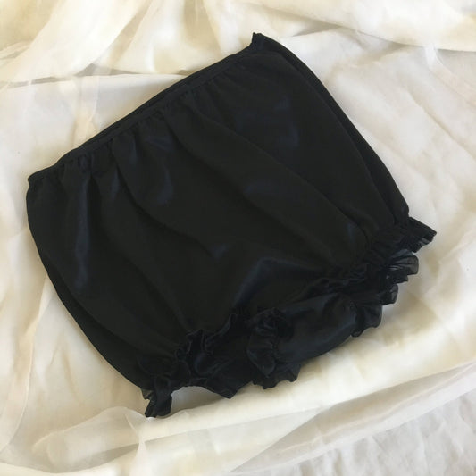 Vintage 1950's Black Ruffle Leg High Waist Panties -Double Mushroom Gusset - Daggers & Dames