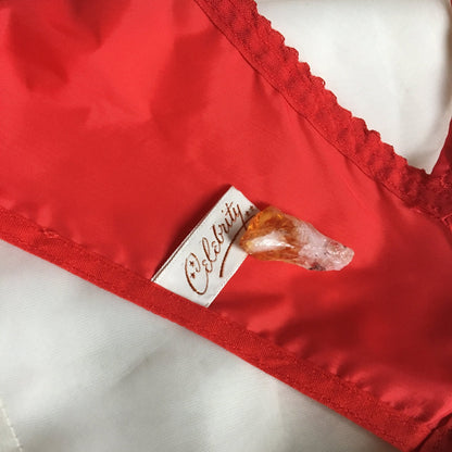 Vintage 1950's Bra | Bright Red Nylon & Lace with Bullet Cups | Celebrity | Size 34 B - Daggers & Dames