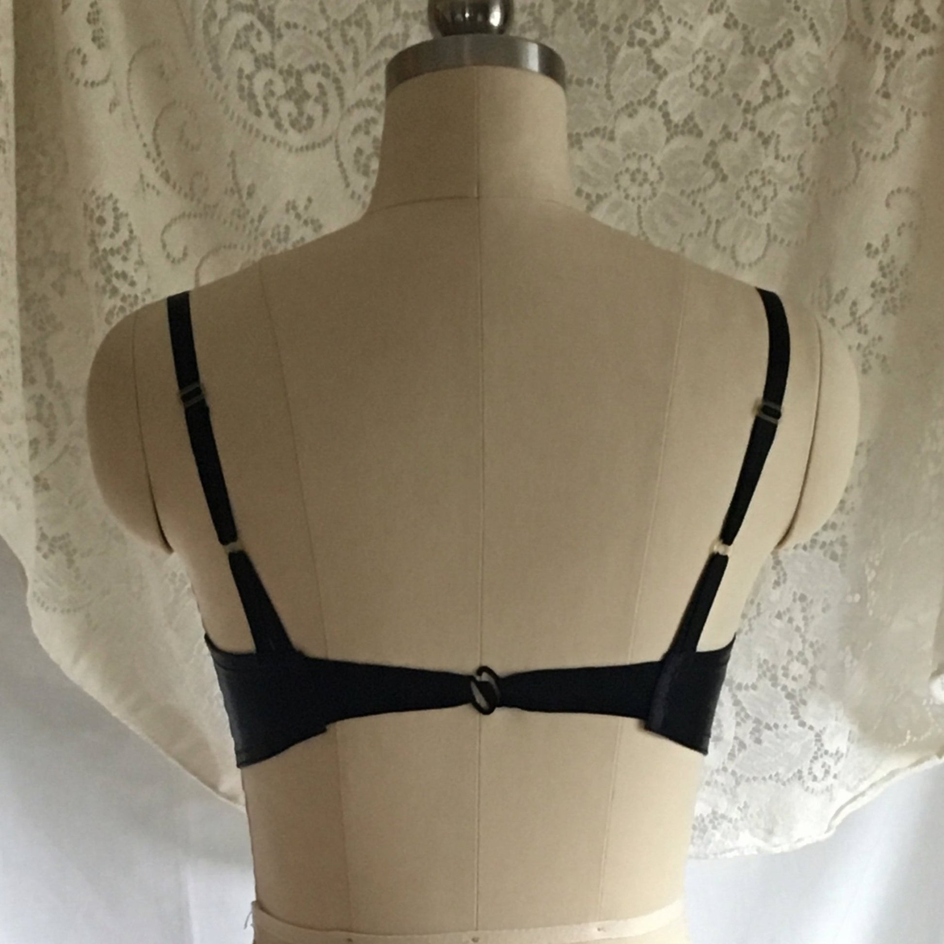 Vintage 1950's Bra | Rare Black Rayon Satin Demi Shelf Bra | French Lingerie | Size 32 - Daggers & Dames