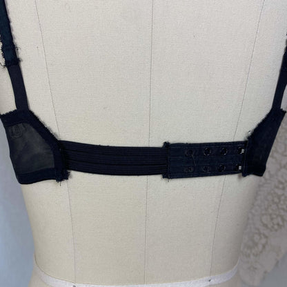 Vintage 1950's Bullet Bra | Sheer Black Lace Chiffon with Nude Illusion & Padded Cups | Size 34 B, 32 C, 36 A | V-Ette by Vassarette | - Daggers & Dames