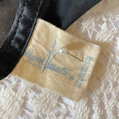 Vintage 1950's Bullet Bra | Sheer Black Lace Chiffon with Nude Illusion & Padded Cups | Size 34 B, 32 C, 36 A | V-Ette by Vassarette | - Daggers & Dames