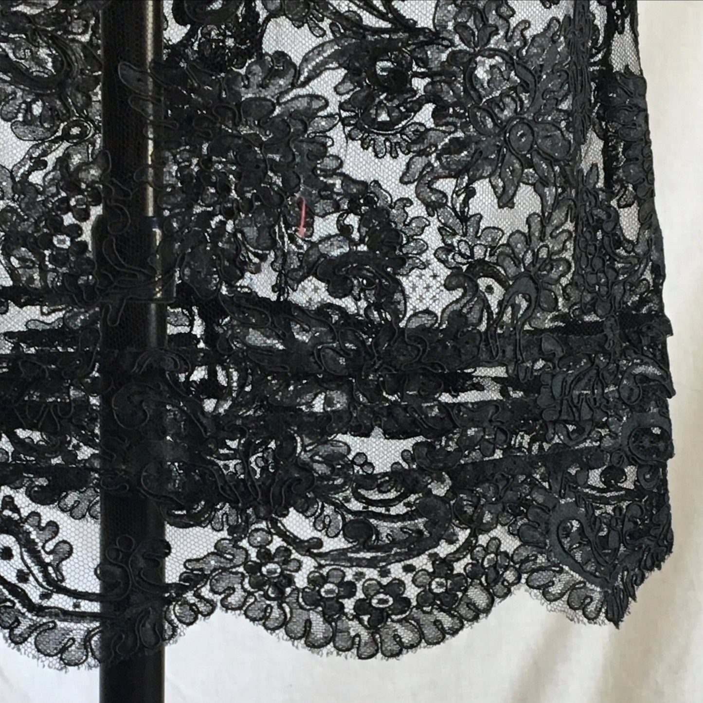 Vintage 1950's Dress | Sheer Black Alençon Lace with Velvet & Bias Cut | Size S - Daggers & Dames