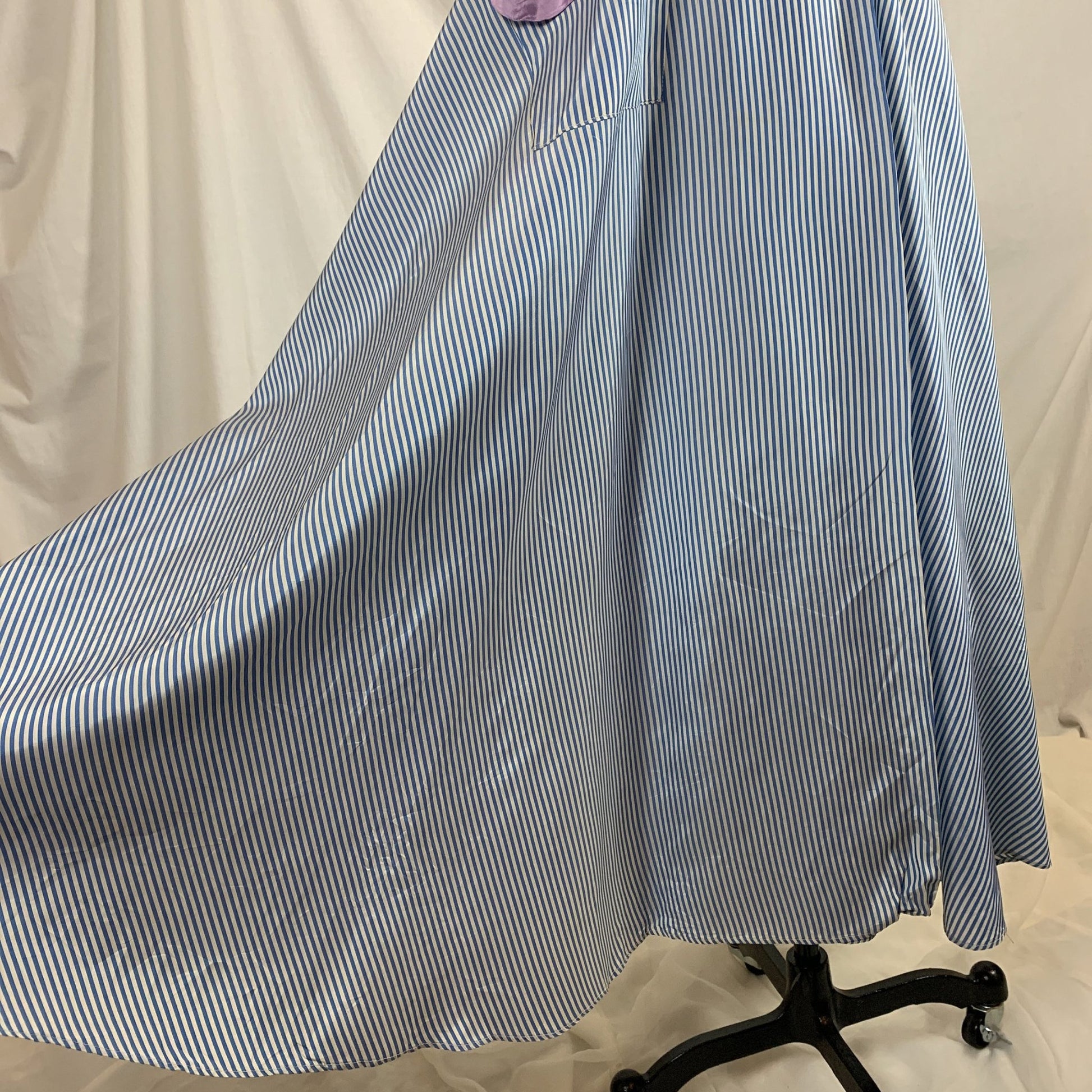 Vintage 1950's Dressing Gown Robe | Blue & White Nautical Stripes with Lilac Purple Accents | Peggy Prim | Size SM, MED - Daggers & Dames