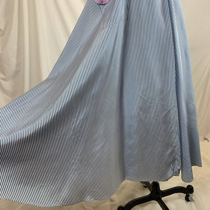 Vintage 1950's Dressing Gown Robe | Blue & White Nautical Stripes with Lilac Purple Accents | Peggy Prim | Size SM, MED - Daggers & Dames