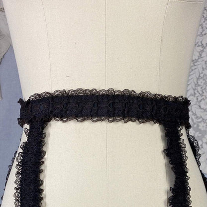Vintage 1950's Garter Belt | Black Nylon Chiffon with Lace & Hot Pink Satin | Size XS, S, M | GiGi - Daggers & Dames