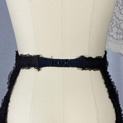 Vintage 1950's Garter Belt | Black Nylon Chiffon with Lace & Hot Pink Satin | Size XS, S, M | GiGi - Daggers & Dames