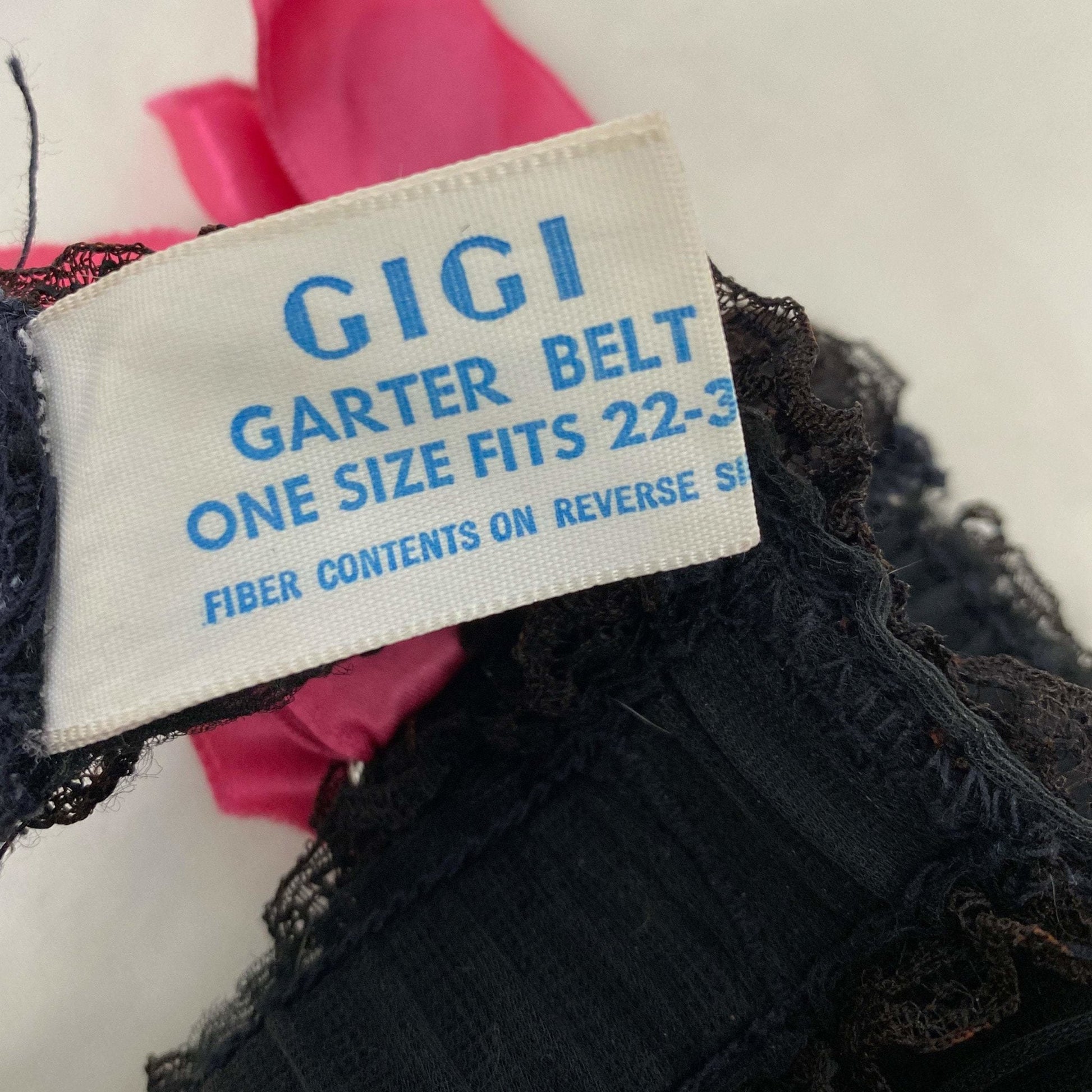 Vintage 1950's Garter Belt | Black Nylon Chiffon with Lace & Hot Pink Satin | Size XS, S, M | GiGi - Daggers & Dames