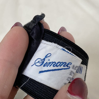 Vintage 1950's Garter Belt | Sheer Black Mesh with Satin Ribbon Stripes & Ruffles | Size XS | Simone - Daggers & Dames