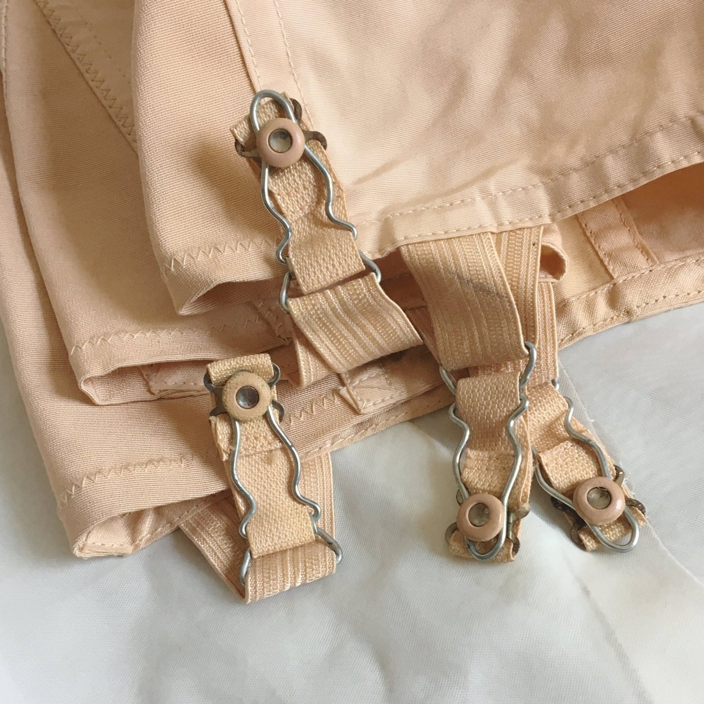 Vintage 1950's Girdle | Rose Gold Rayon with Elastic Panels & Boning | Chic Mode Foundations | Size SM, MED - Daggers & Dames