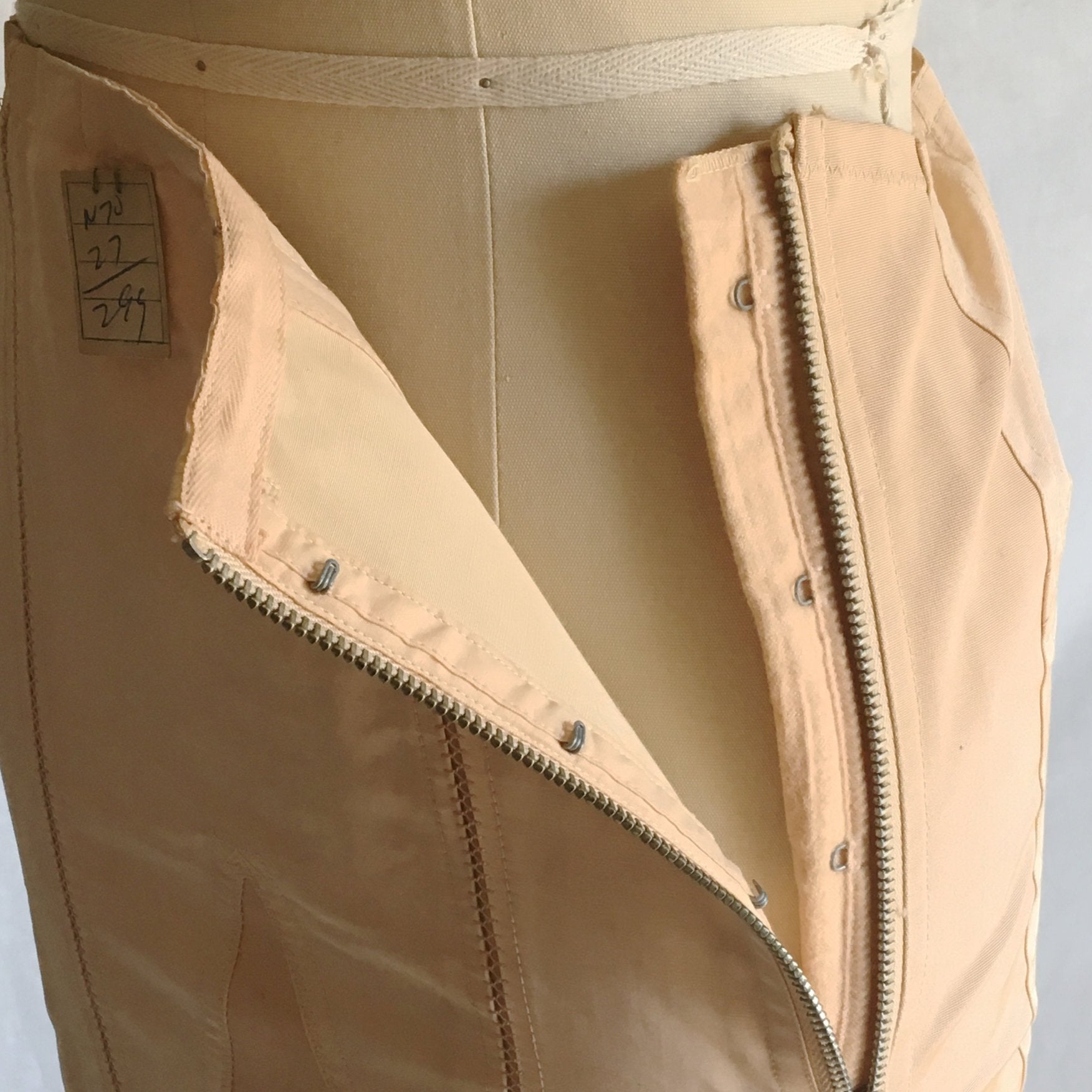 Vintage 1950's Girdle | Rose Gold Rayon with Elastic Panels & Boning | Chic Mode Foundations | Size SM, MED - Daggers & Dames