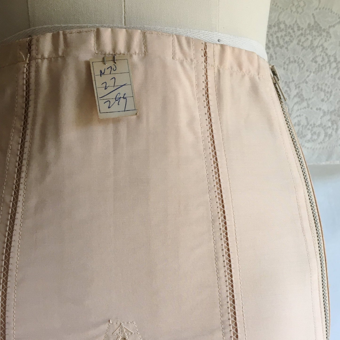 Vintage 1950's Girdle | Rose Gold Rayon with Elastic Panels & Boning | Chic Mode Foundations | Size SM, MED - Daggers & Dames