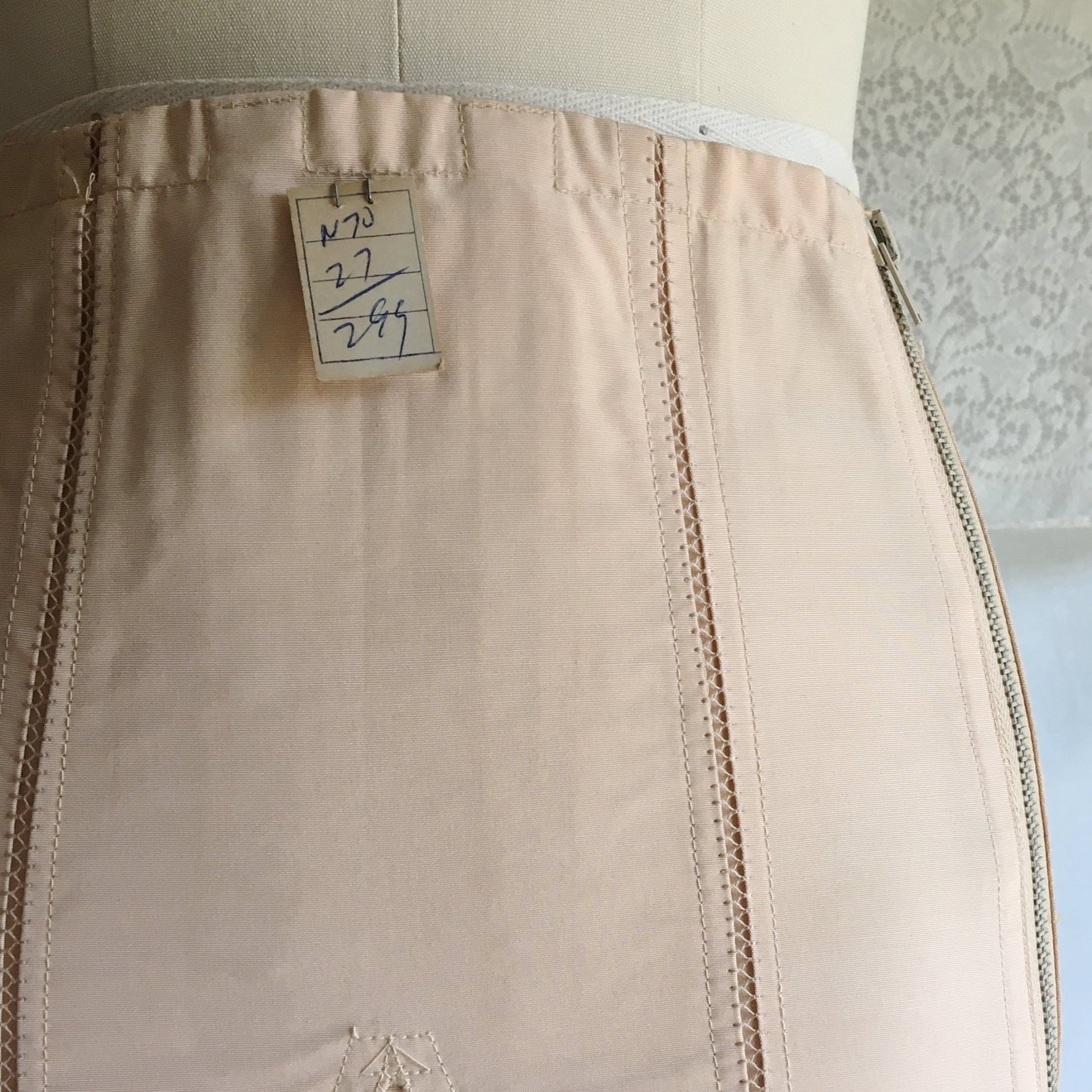 Vintage 1950's Girdle | Rose Gold Rayon with Elastic Panels & Boning | Chic Mode Foundations | Size SM, MED - Daggers & Dames