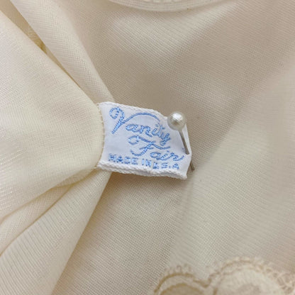 Vintage 1950's Nightgown | Creamy White Nylon Chiffon with Light Nude Lace | Size S, M | Vanity Fair - Daggers & Dames