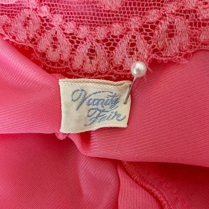 Vintage 1950's Nightgown | Hot Pink Nylon Chiffon with Lace | Size XS, S | Vanity Fair - Daggers & Dames