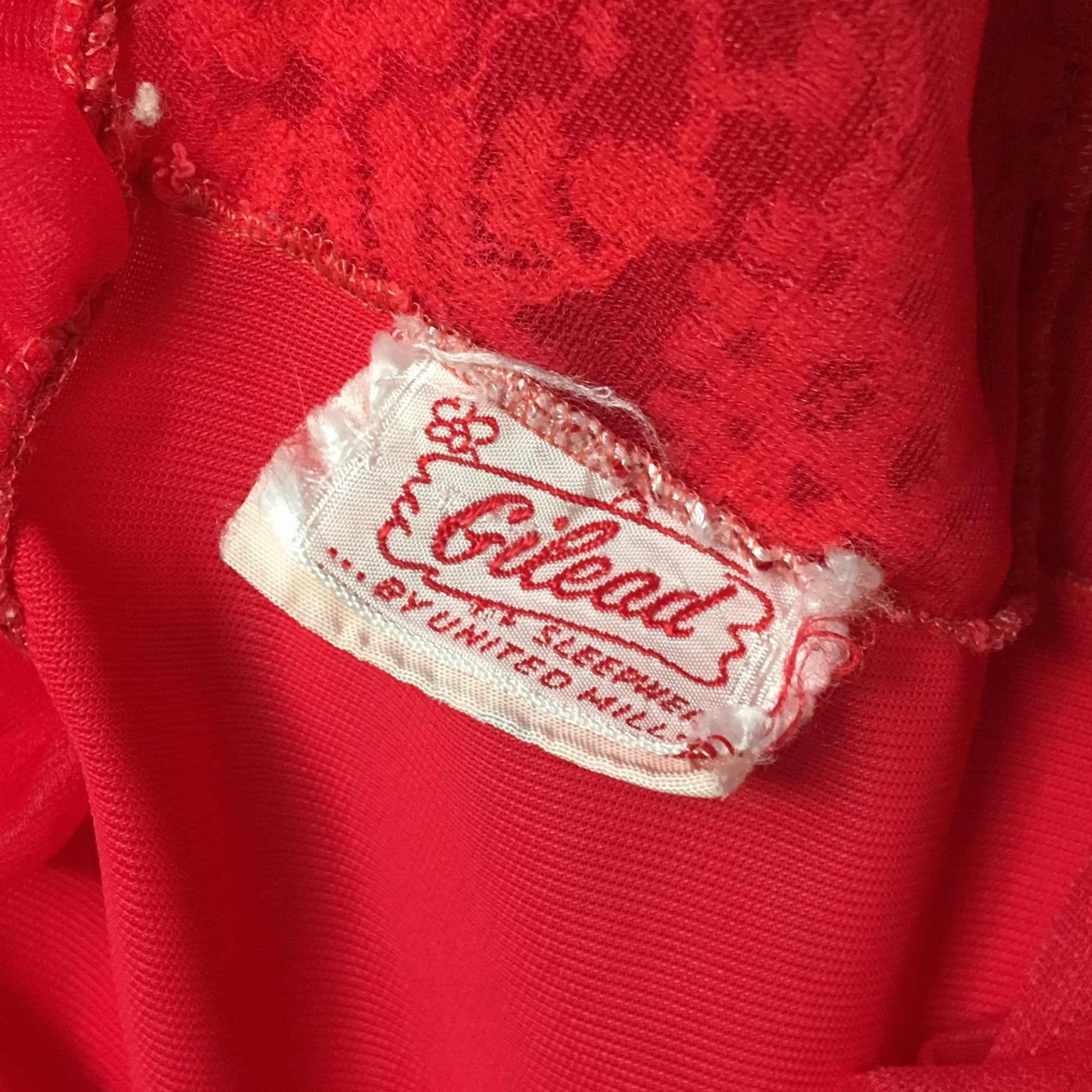 Vintage 1950's Nightgown | Lipstick Red Nylon with Lace & Chiffon Bodice | Gilead | Size S, M - Daggers & Dames