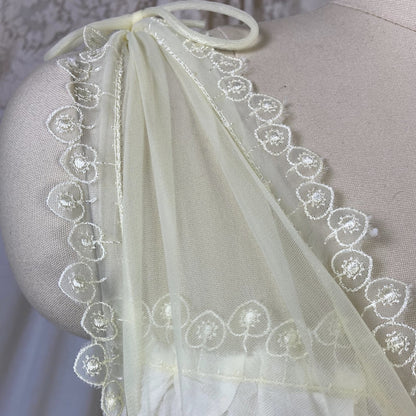 Vintage 1950's Nightgown | Pale Pastel Yellow Rayon with Nylon Chiffon | Size M | Charmode - Daggers & Dames