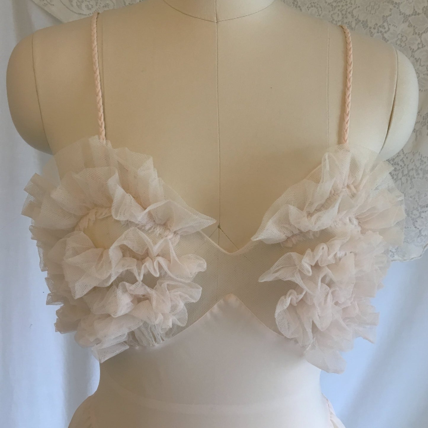 Vintage 1950's Nightgown | Palest Pink Nylon Chiffon with Tulle Ruffles | Fischer Heavenly Lingerie | Size S, MED - Daggers & Dames