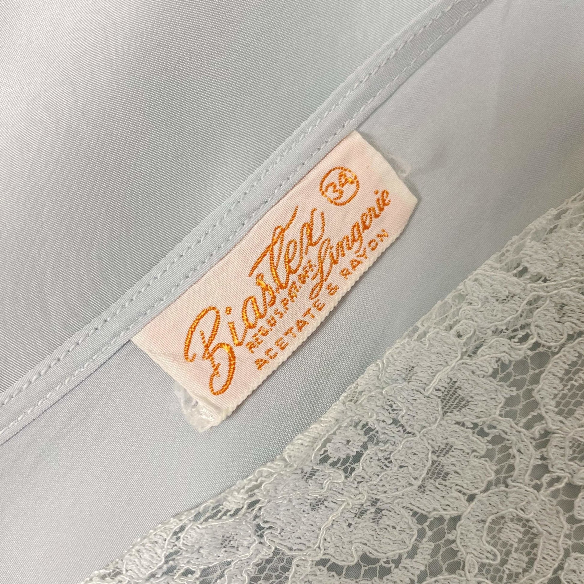 Vintage 1950's Nightgown | Pastel Blue Rayon with Floral Lace Bodice & Keyhole Straps | Size XS, S | Biastex - Daggers & Dames