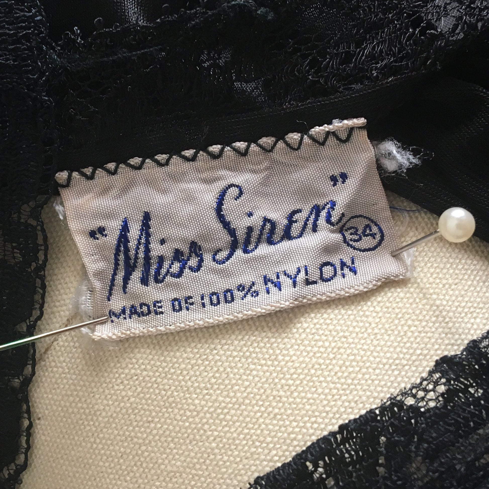 Vintage 1950's Nightgown | Sheer Black Chiffon with Crystal Pleating & Lace | Miss Siren | Size S - Daggers & Dames