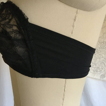 Vintage 1950's Overwire Bra | Black Chantilly Lace with Satin & Ruffles | Lilly of France | Size 34 C - Daggers & Dames