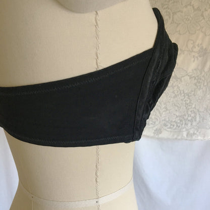 Vintage 1950's Overwire Bra | Black Circle Stitch Satin & Mesh with Ribbon Bow | Lovable | Size 36 C, 38 B - Daggers & Dames