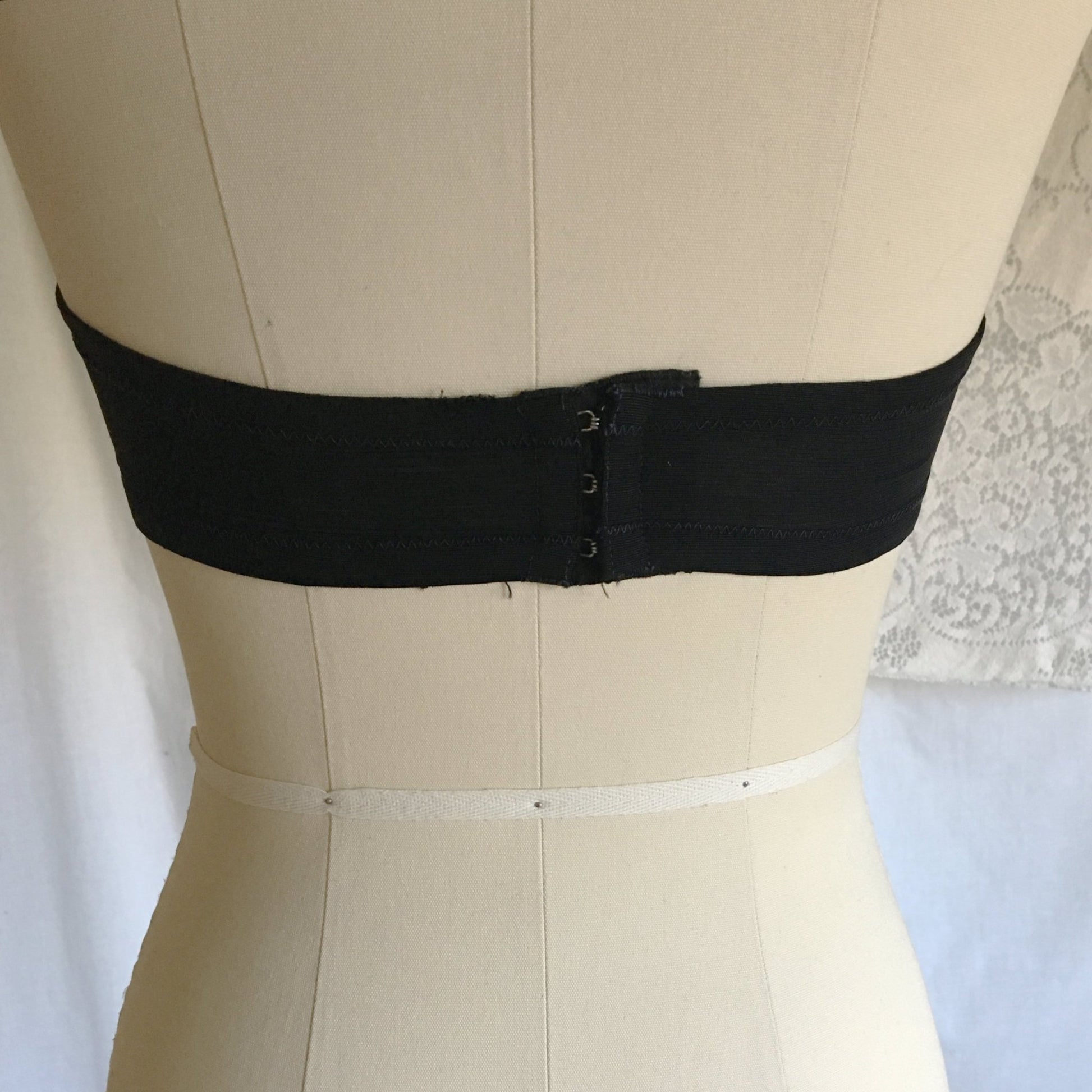 Vintage 1950's Overwire Bra | Black Satin with Chantilly Lace & Ribbon Bow | Wispies | Size 34 B, 32 C - Daggers & Dames