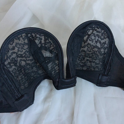 Vintage 1950's Overwire Bra | Sheer Black Nylon Lace with Satin & Bow Applique | Bali Bow Bra | Size 36 B, 36 C - Daggers & Dames