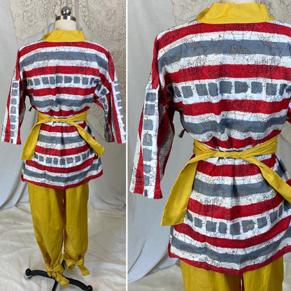 Vintage 1950's Pajama Lounge Set | Tiki Inspired Print Cotton | Weldon Kimo-Jama New with Tags - Daggers & Dames