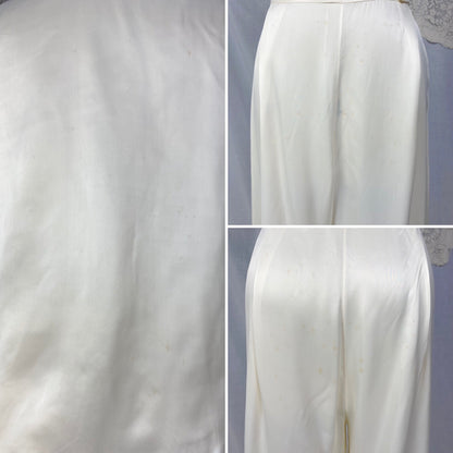 Vintage 1950's Pajama Set | Warm Ivory Rayon Satin with Nude Lace & Shell Buttons | Size S | Mary Jane -Never Worn - Daggers & Dames