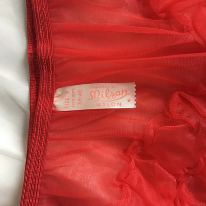 Vintage 1950's Panties | Sheer Bright Red Nylon with Ruffles & Mushroom Gusset | Milsan | Size S, M - Daggers & Dames