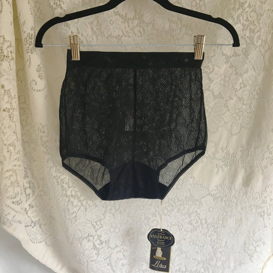 Vintage 1950's Panties | Silky Sheer Black Nylon Lace | Lora Lingerie, Made in France -New with Tags | Size XS - Daggers & Dames