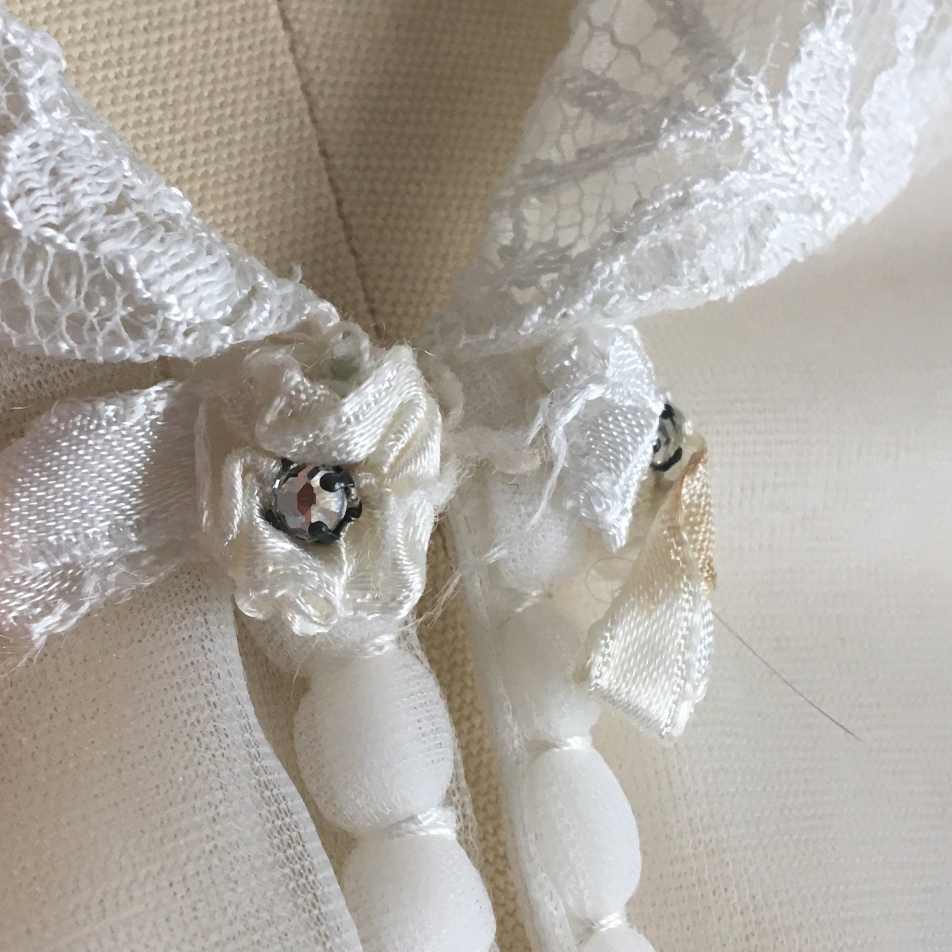 Vintage 1950's Peignoir Set | White Chiffon Nightgown & Capelet with Rhinestones | Bridal Lingerie | Size S, M - Daggers & Dames