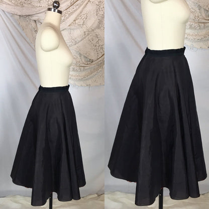 Vintage 1950's Petticoat | Black Nylon with Tiered Red Ruffled Padding | Miss X, Saramae | Size MED - Daggers & Dames